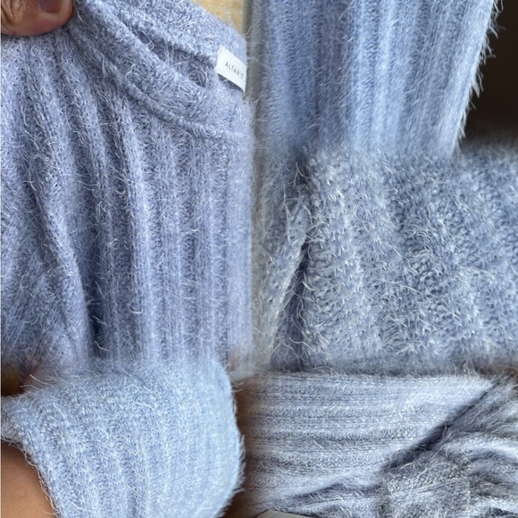 Altar'd State “Elm Eyelash” Lilac Blue Sweater & Sterling Silver MOP Necklace - Picture 5 of 16